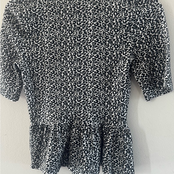 Anthropologie Maeve Leopard Print Scoop Neck Peplum Top Black White Size Small - Picture 8 of 9